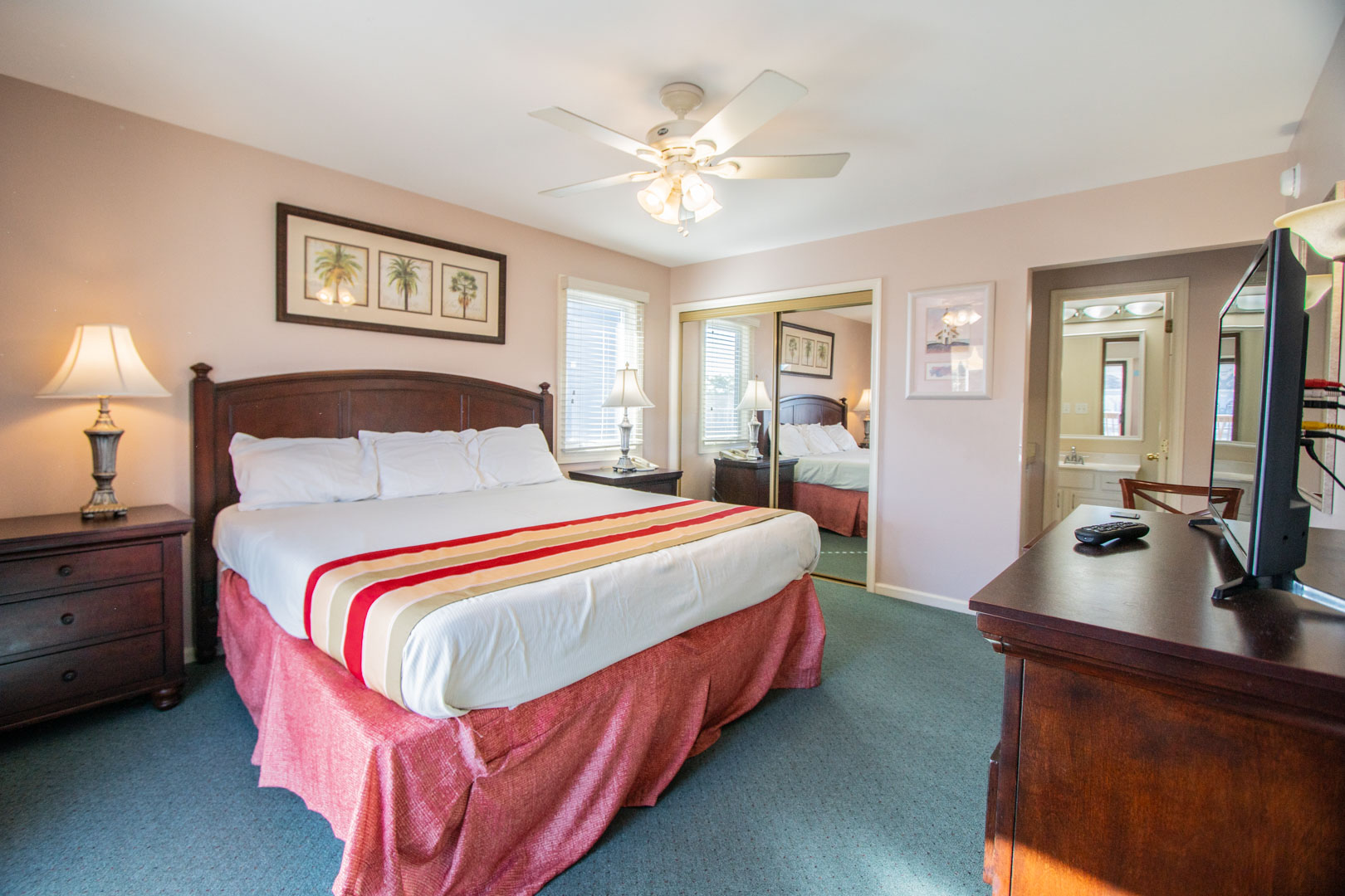 A cozy bedroom at VRI's Club Ocean Villas II in Ocean City, Maryland.